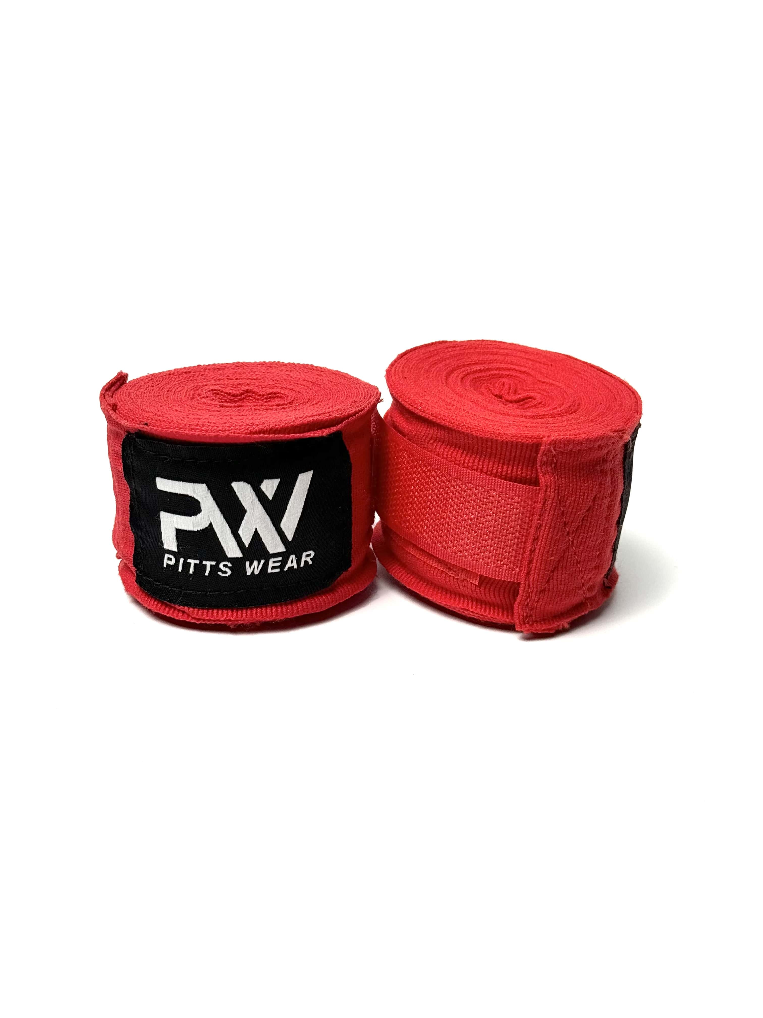 Rote Boxbandagen: Ein Paar rote Boxbandagen von PittsWear.