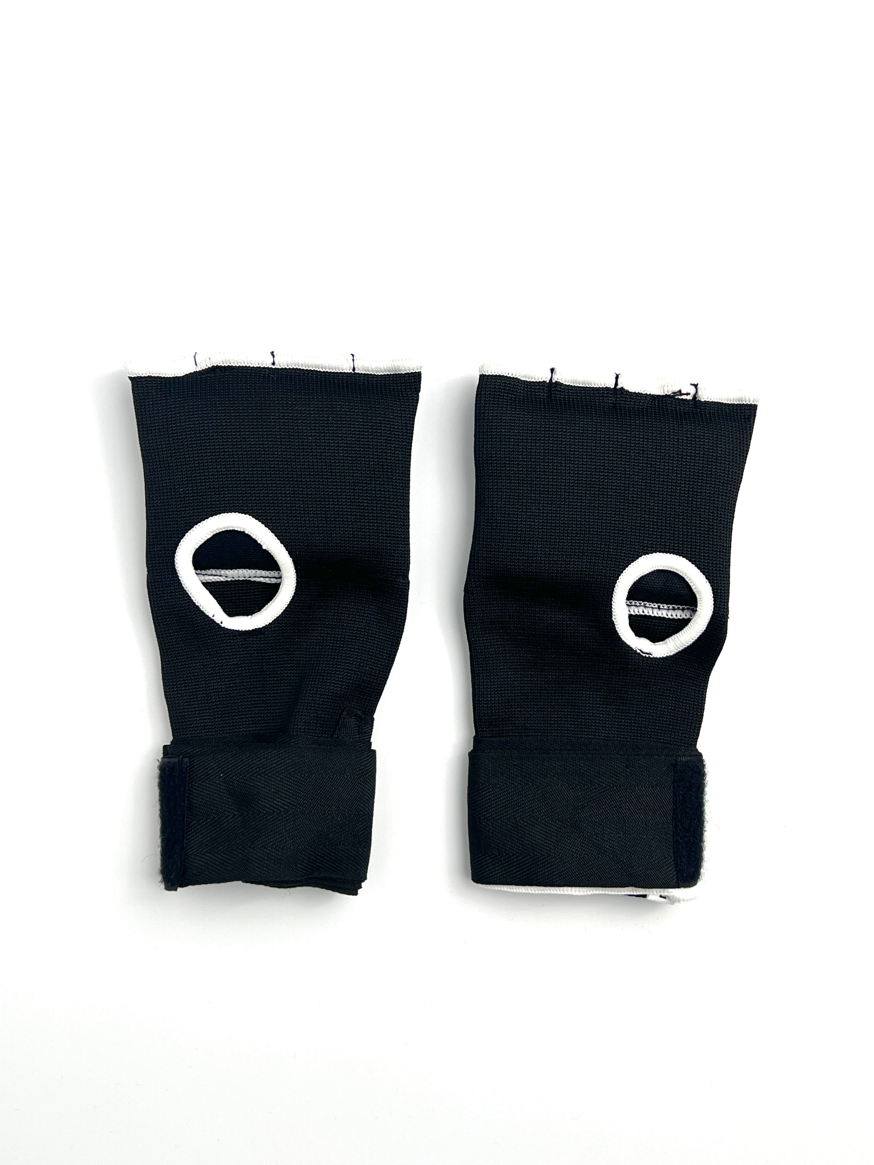 Schwarze PittsWear fingerlose Handschuhe mit integrierter Handgelenkbandage, Paaransicht mit Logo