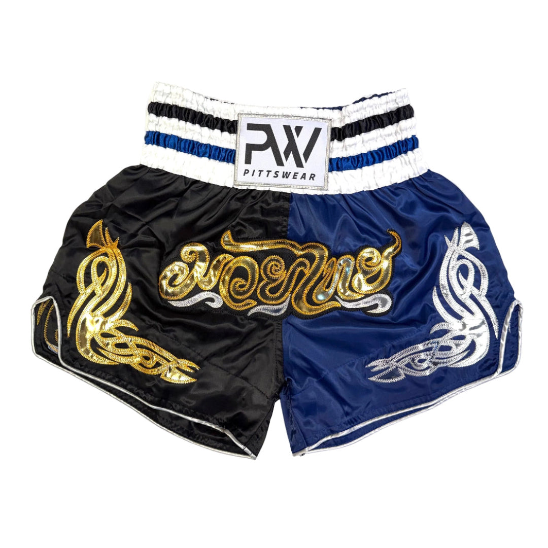 Thaiboxen Hose von PittsWear in den Farben Schwarz und Blau