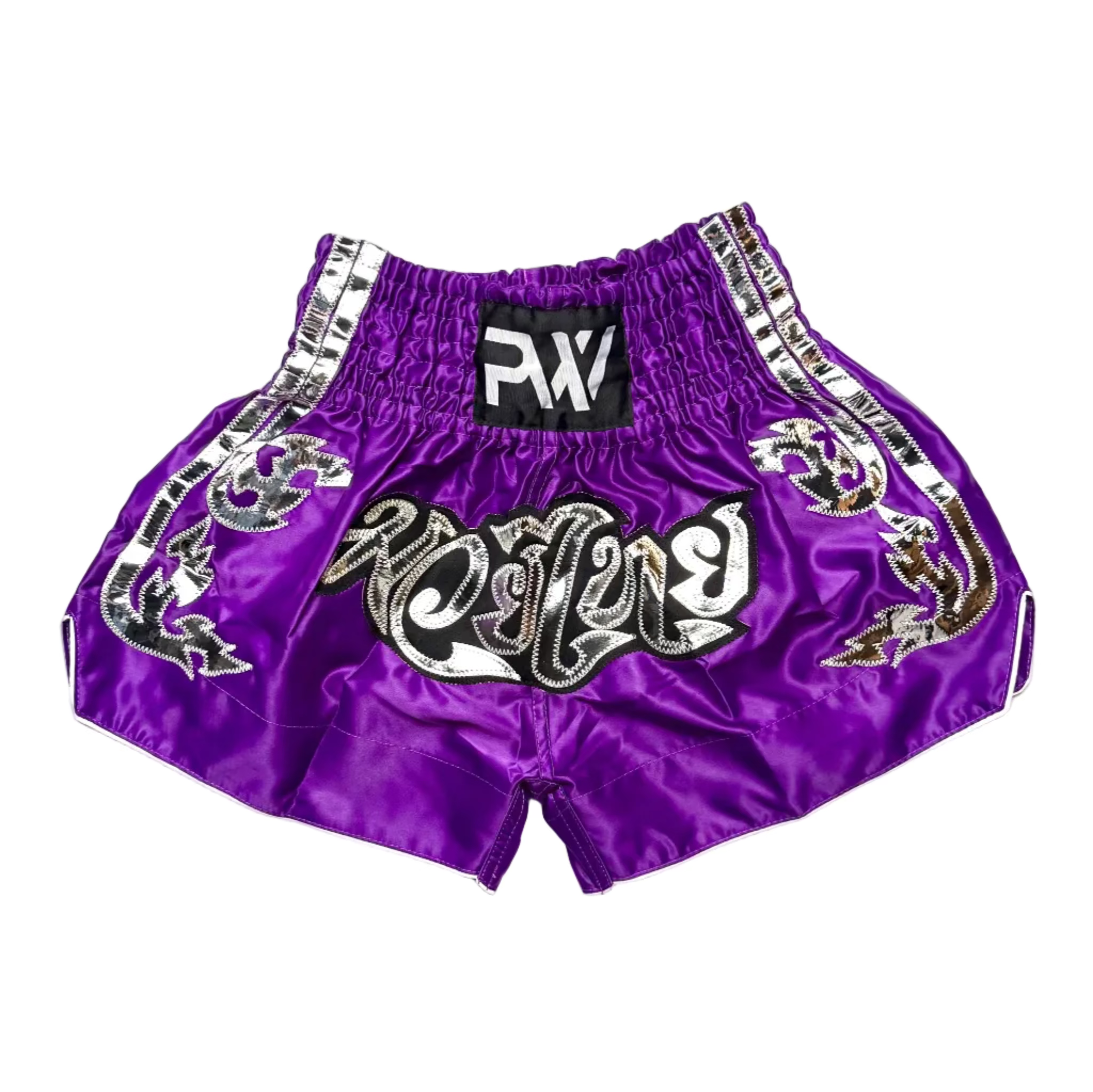 Thaibox hose in lila und silber