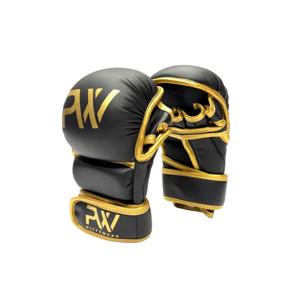 MMA Sparring Handschuhe von PittsWear in Schwarz und Gold
