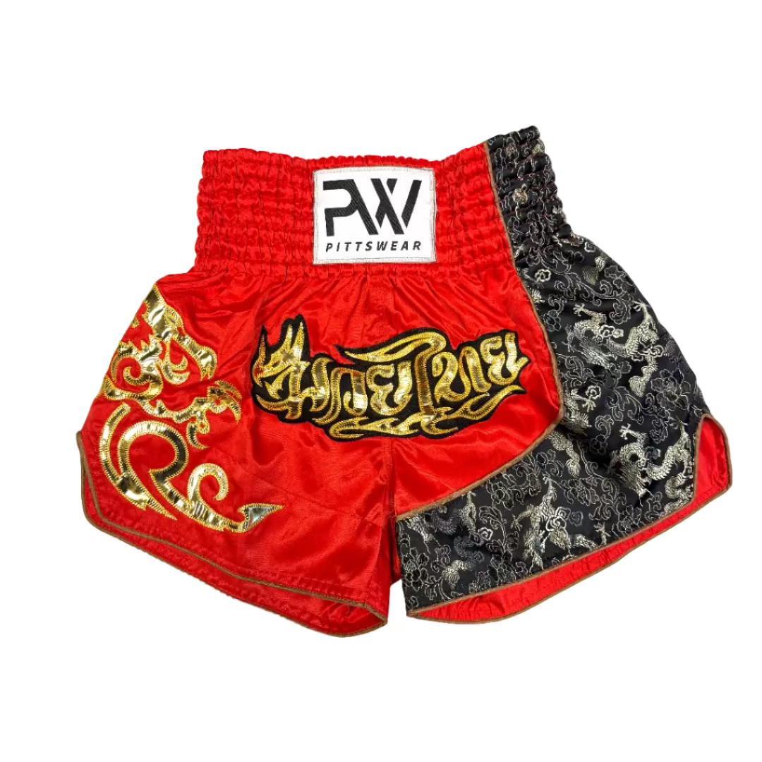 Thaibox Hose von PittsWear in rot schwarz